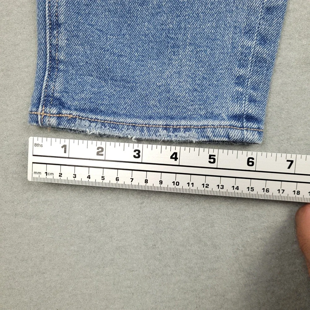 American Eagle Mom Straight Jeans Womens Sz 4 High Rise Distressed Denim Blue